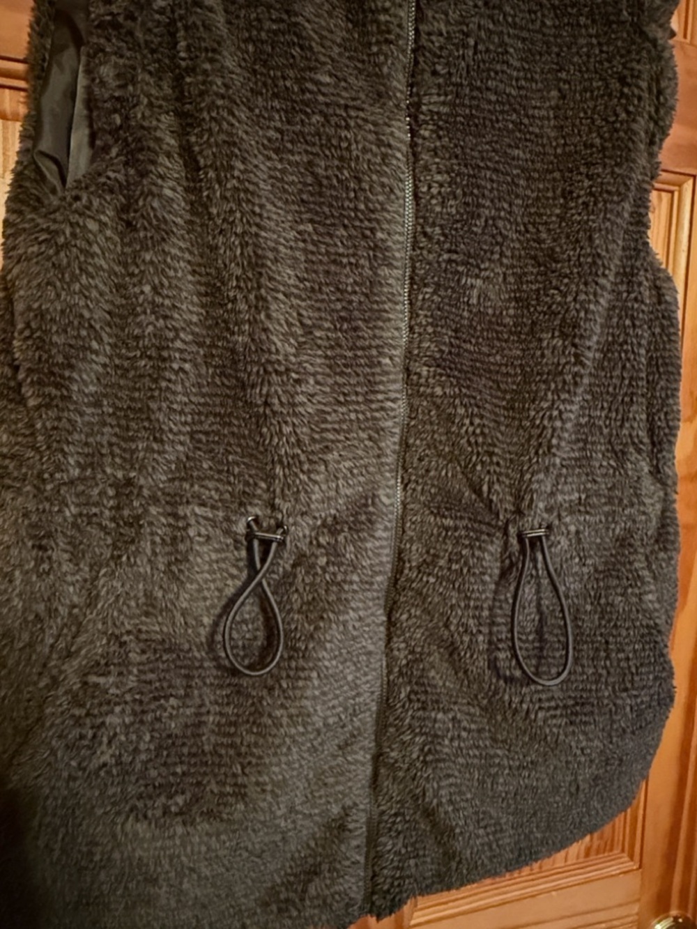 Democracy Cozy Plush Full Zip Vest in Dark Olive - Picture 4 of 8